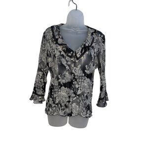 Bay Studio Black and White Floral Blouse
